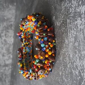 Fair Trade Colorful Coffee Bean & Seed Bead Bracelet